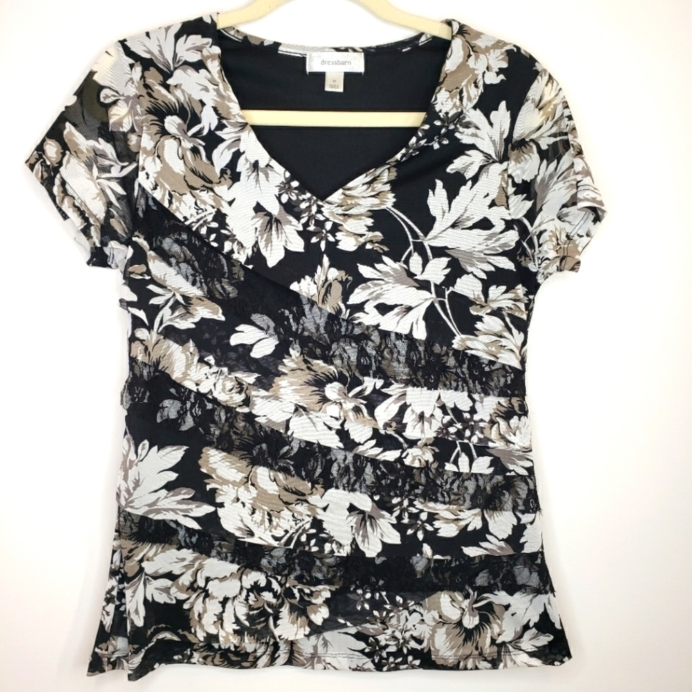 Dress Barn Lace Striped Top